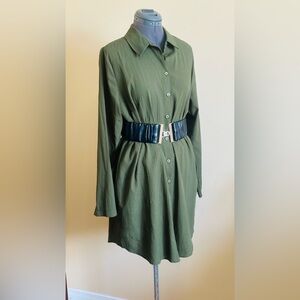 Tavin Green Button-Up Dress / long shirt